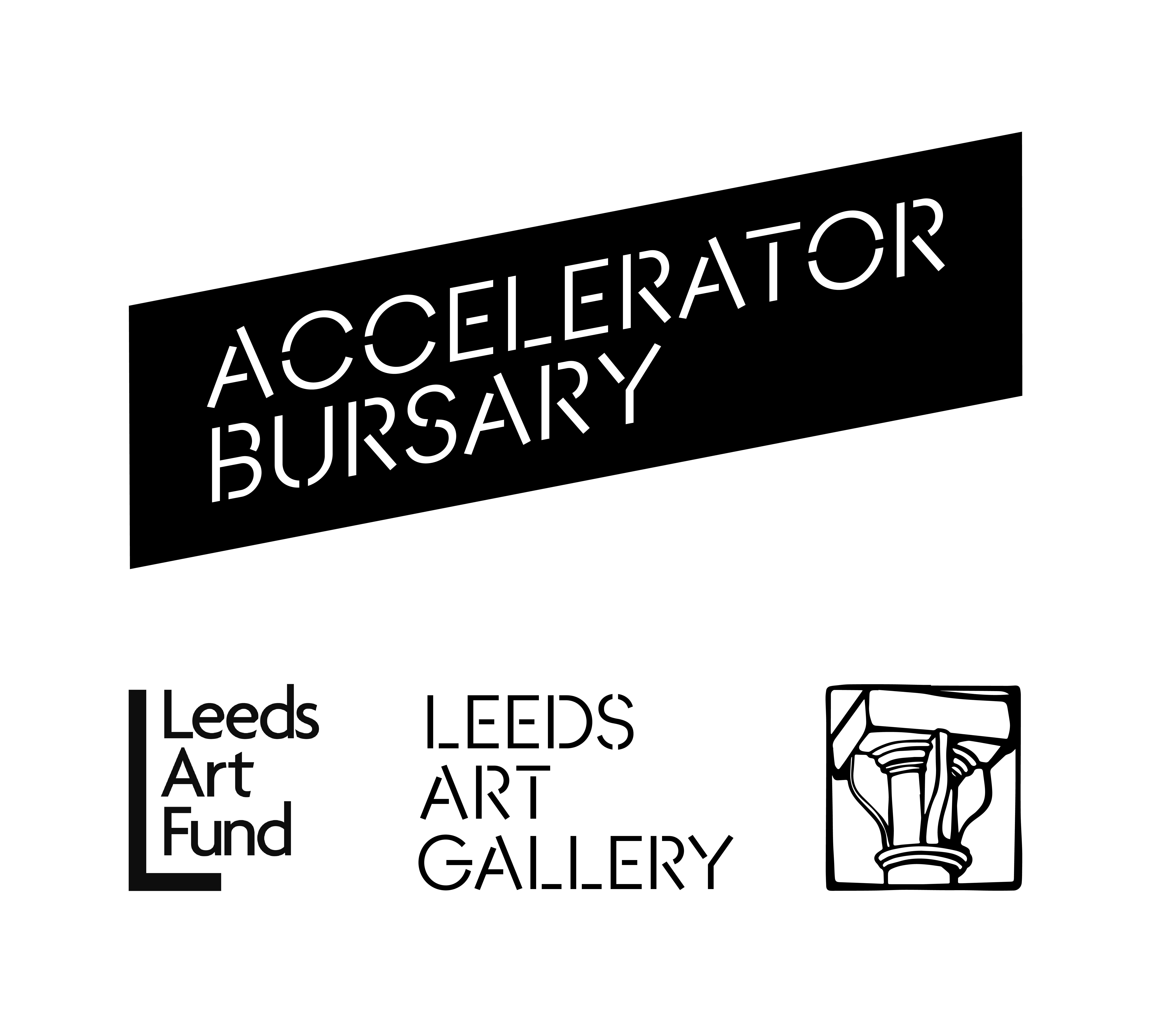 Accelerator Bursary logo with Leeds Art Fund, Leeds Art Gallery and Assembly House