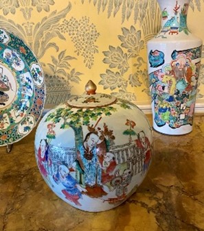 A vase, plate and jar from the Chinese decorative art collection at Temple Newsam