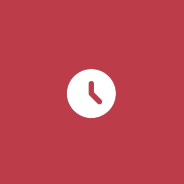 A clock icon with a red background