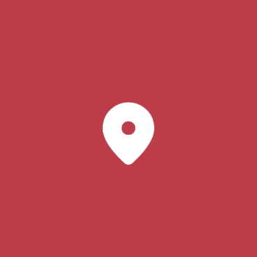 A location icon on a red background