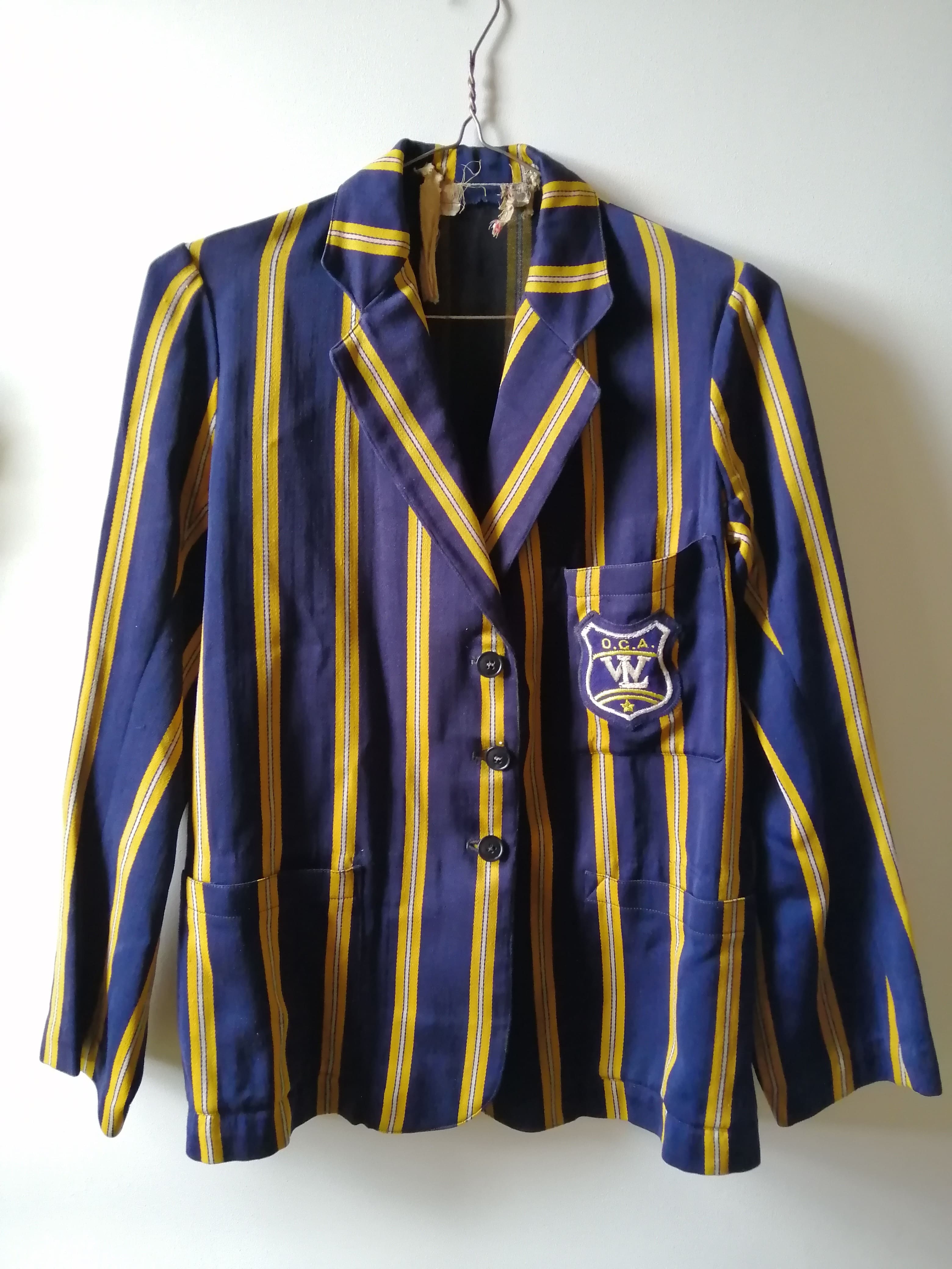 Photo of yellow and blue striped blazer