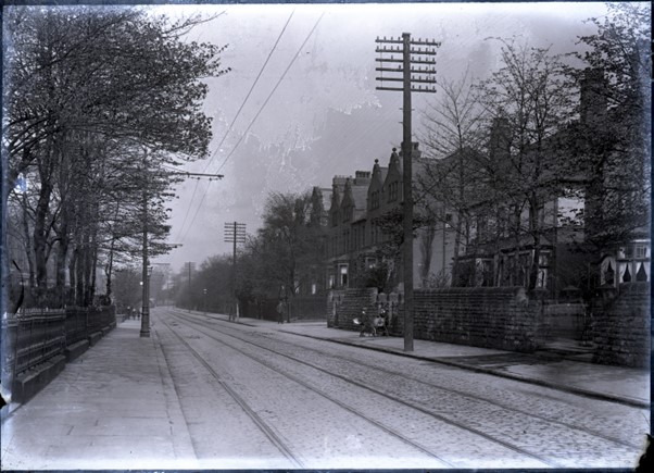 Black and white photo of an old road