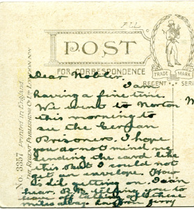 Postcard written after the war in August of 1919