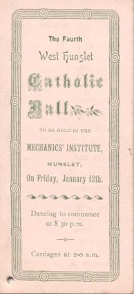 Leaflet for a 'Catholic Ball' in Hunslet, early 1900s