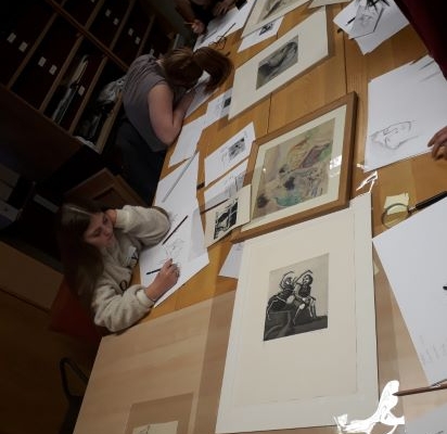 The Youth Collective exploring the 16 works on paper by female artists in the Leeds Art Gallery collection