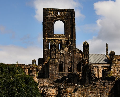 The exterior of Kirkstall Abbey