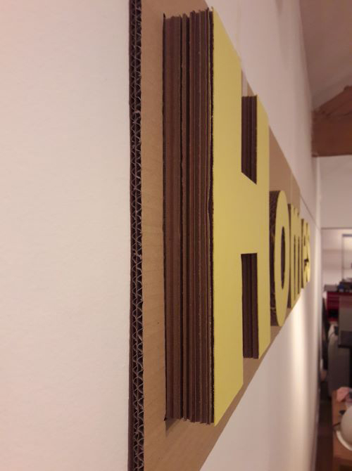 Cardboard graphics were used in the exhibition