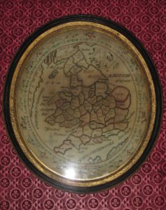 A framed textile map