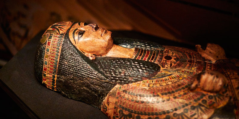 The outer decorative coffin of Nesyamun, on display at Leeds City Museum