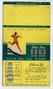 A yellow piece of packaging selling Peter Pan Segs.