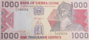 The 1000 Leones bank note of Sierra Leone