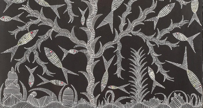 Scottie Wilson, The Tree of Life with Fish, c.1950s
