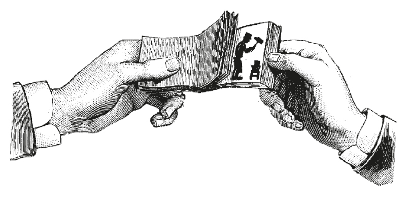Sketch of hands holding a flipbook