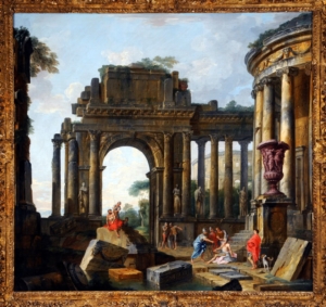 A painting showing some ancient roman ruins