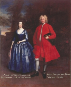 A portrait of a man and a woman in 1700s clothing