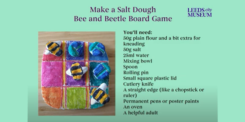 A screenshot from a video tutorial to make a bee and beetle salt dough board game
