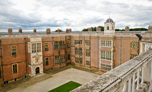 A birds eye view from the roof of the Tudor mansion house of Temple Newsam