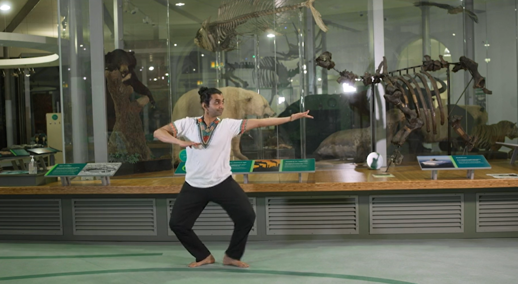 Shrikant dancing in the Life on Earth gallery