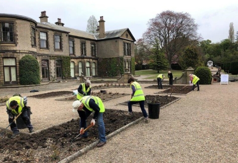 Garforth in Bloom volunteers working on the terrace gardens in Spring 2021