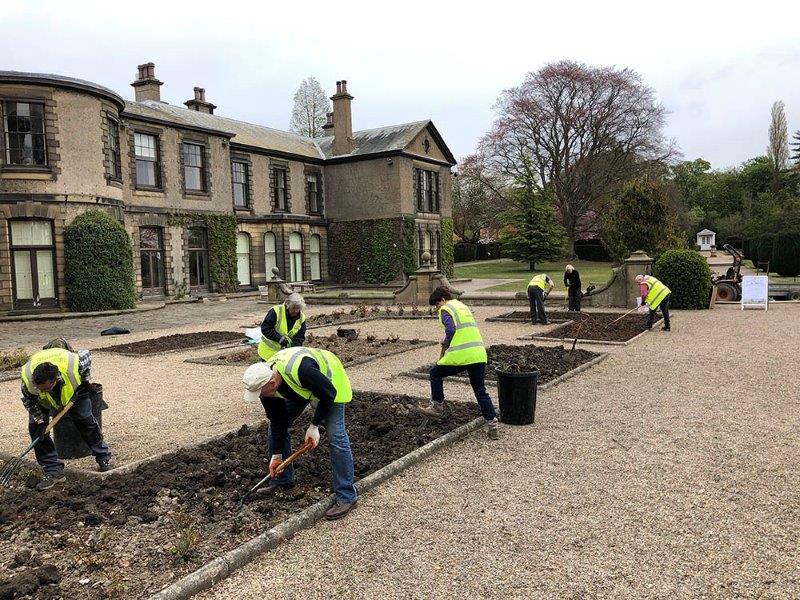 Garforth in Bloom volunteers working on the terrace gardens in Spring 2021