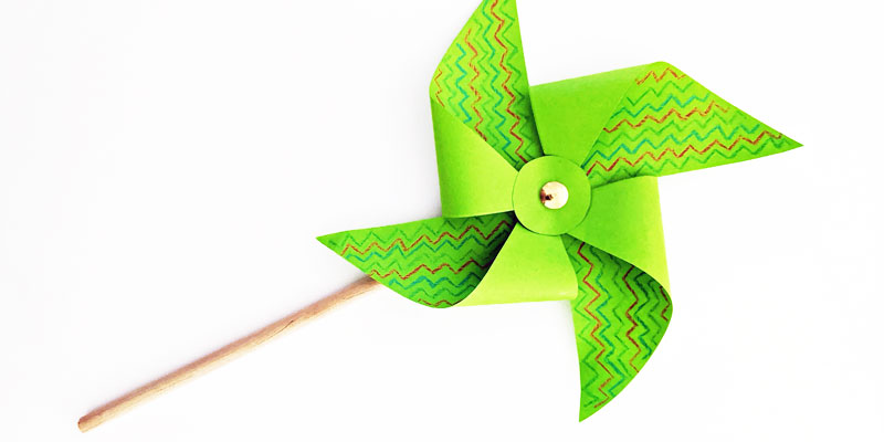 handmade green paper windmill