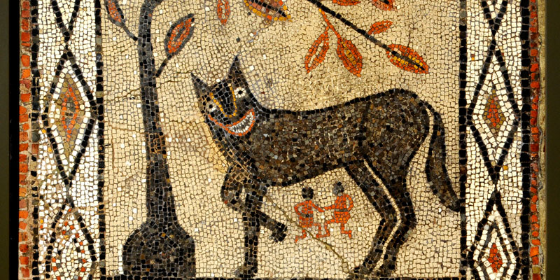 Mosaic depicting the she-wolf with Romulus and Remus