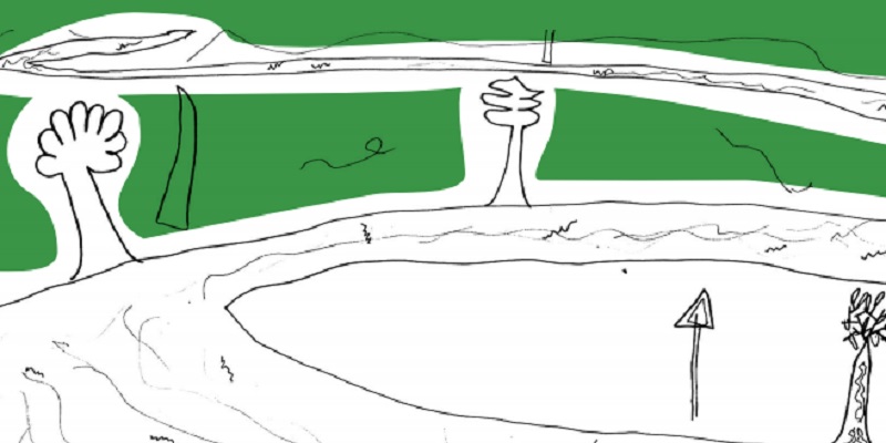 Section of a landscape drawing made by a child