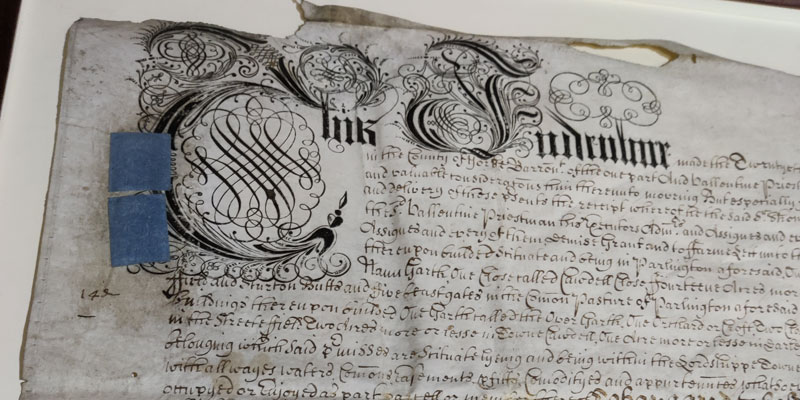 Part of a document relating to the Gascoigne family at Lotherton.