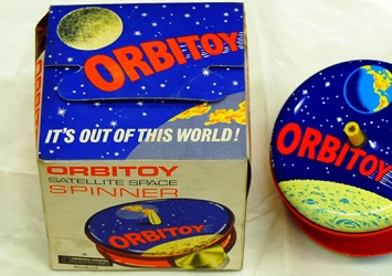 Orbitoy satellite space spinner toy