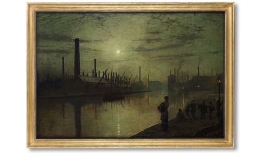 A John Atkinson Grimshaw painting in a gold frame