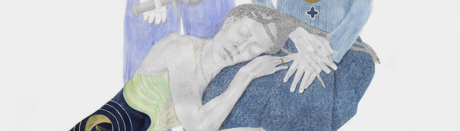 detail of a drawing by artist Charmaine Watkiss