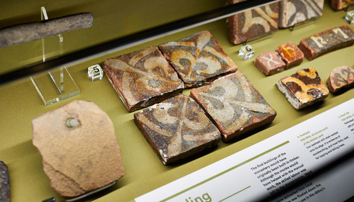 Artefacts on display in the Kirkstall Abbey Visitor Centre