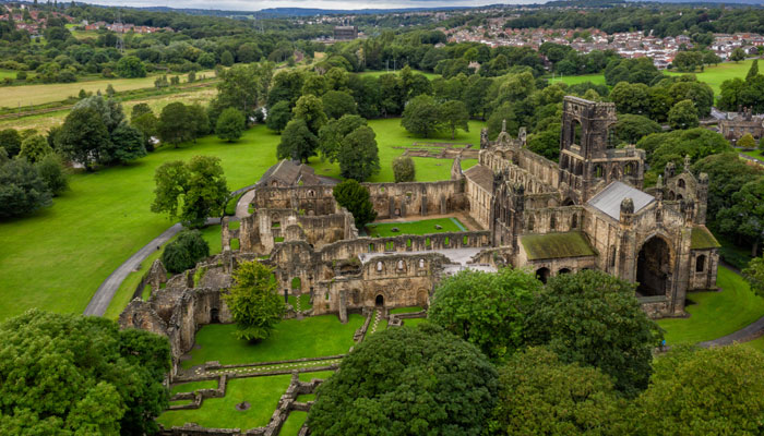 Arial view of Kirkstall Abbey