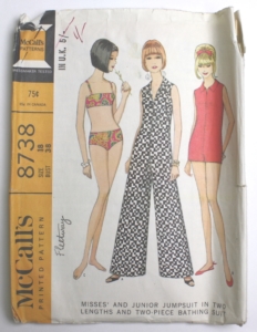A Dress pattern showing a jumpsuit and bathing suit