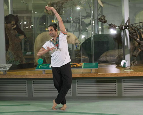 Shrikant Subramaniam performing a dance in Life on Earth gallery
