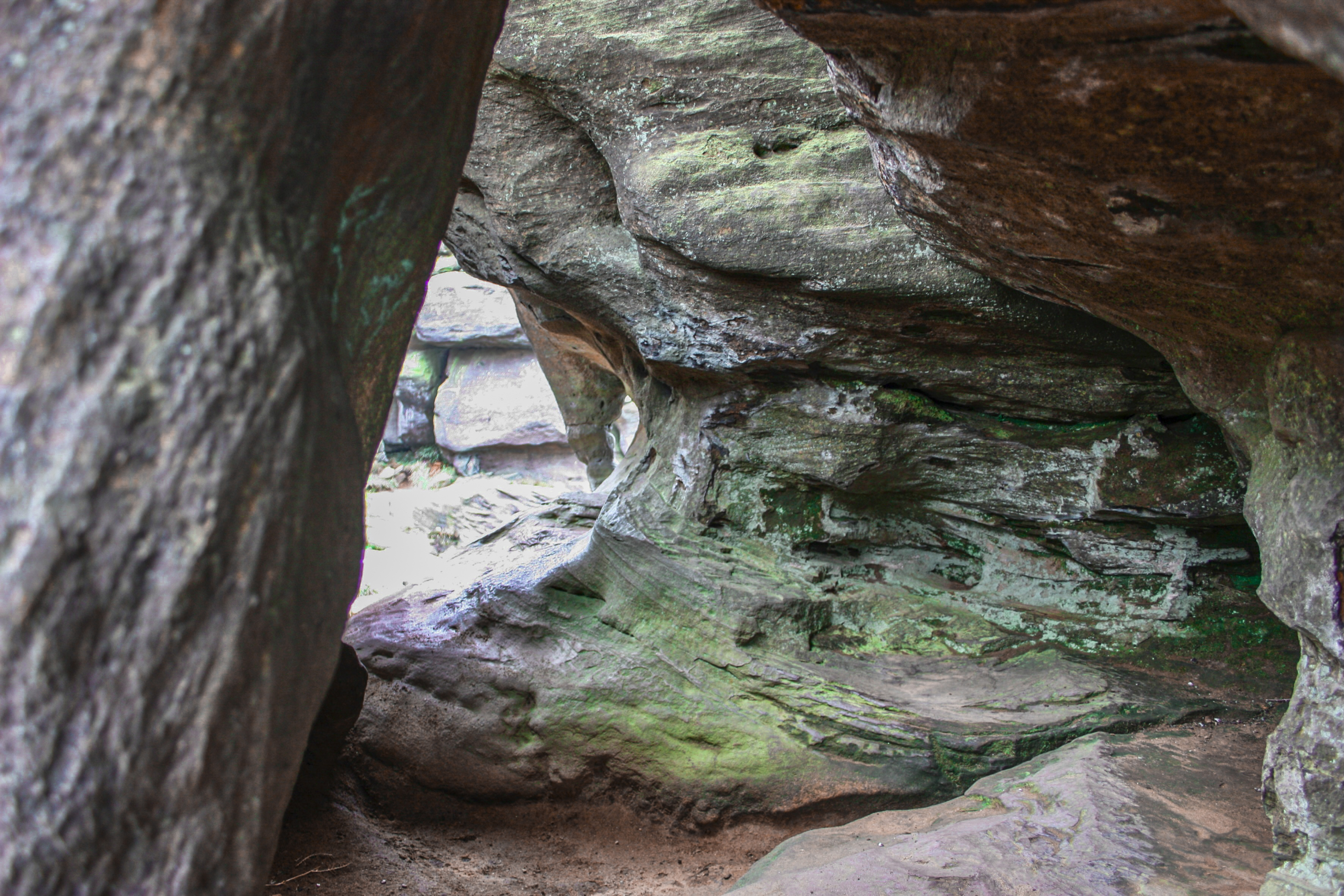 Inside the rock formations at Brimham