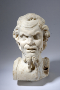 The head of a faun sculpture 