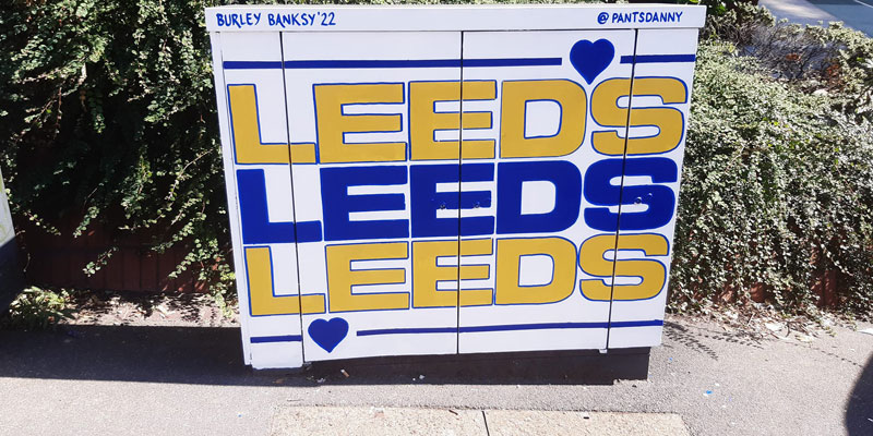 Burley Banksy artwork featuring Leeds Leeds Leeds