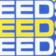 A blue banner with the words Leeds Leeds Leeds in white and yellow