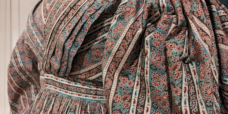 Close up of a dress featured in the Cotton Connections exhbition