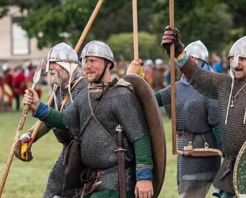 A Viking re-enactment in a field