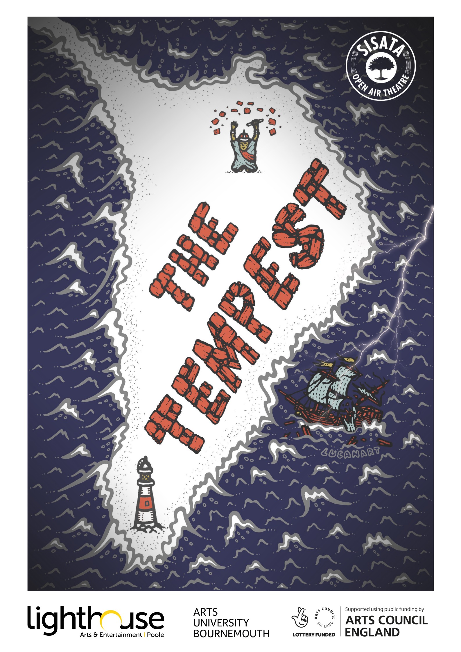 Poster for The Tempest with sponsor logos
