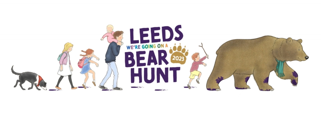 Leeds Bear Hunt artwork with a family following bears