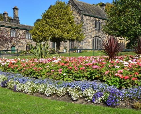 Flower bed outside abbey house museum