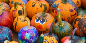pumpkins with painted faces