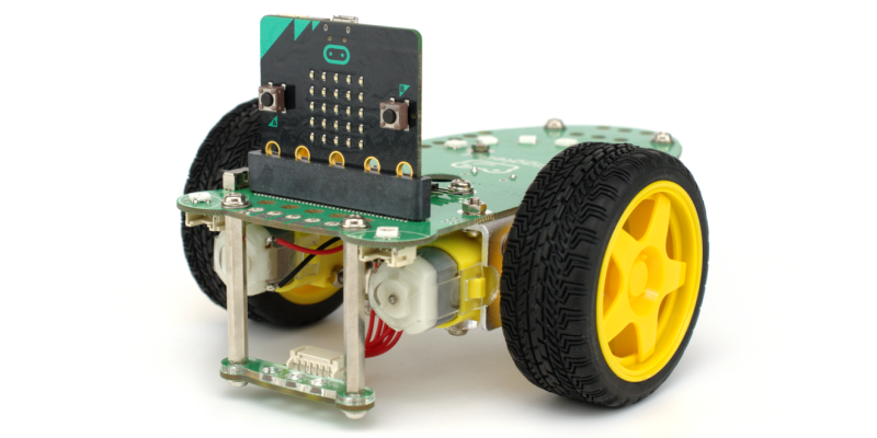 A robot made of lego with wheels