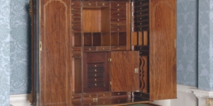 Wooden cabinet with many compartments