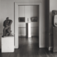 black and white photograph of sculptures on display at Temple Newsam