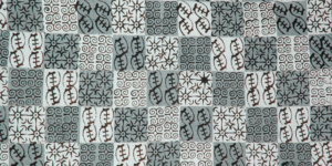 Black and white printed pattern with different shapes